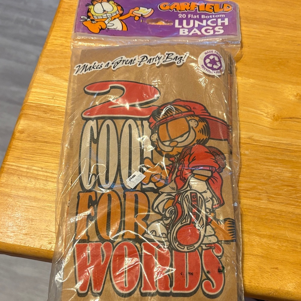 Garfield Brown Kraft Lunch Bags - Cool For Words Party Bags (Pack)